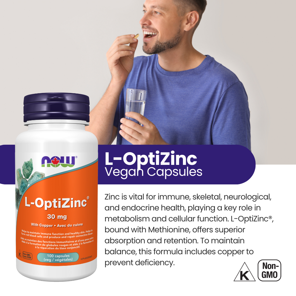 L-OptiZinc® Monomethionine 30 mg, 100 Veggie Caps