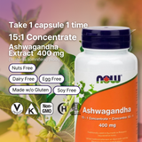 Ashwagandha Extract 400 mg 90 Veggie Caps