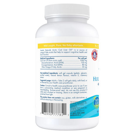 Cod Liver Oil, Lemon 90 Softgels