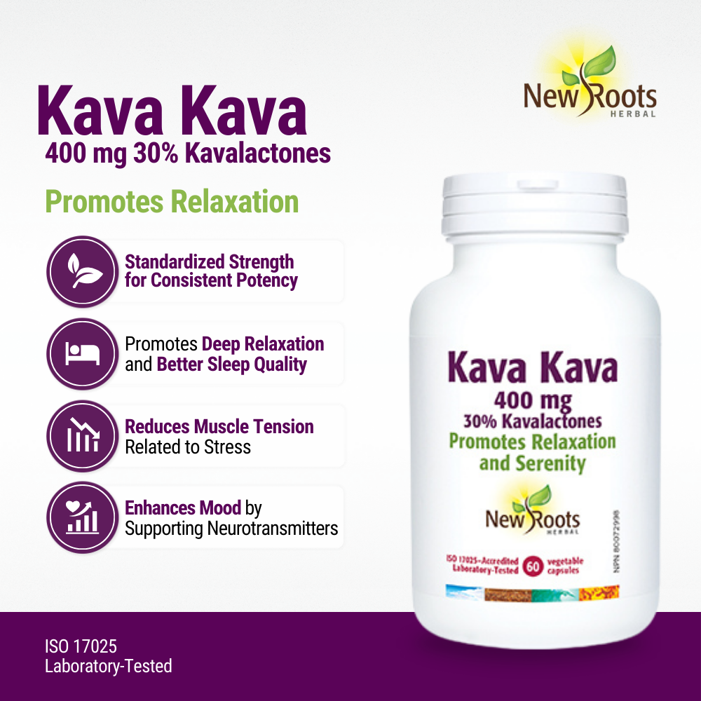 Kava Kava 400 mg 30% Kavalactones 60 Veggie Caps