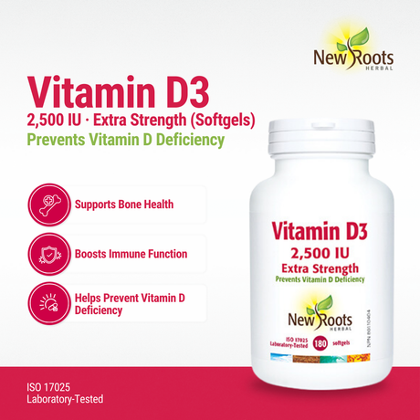 Vitamin D3 2,500 IU Extra Strength 180 Softgels