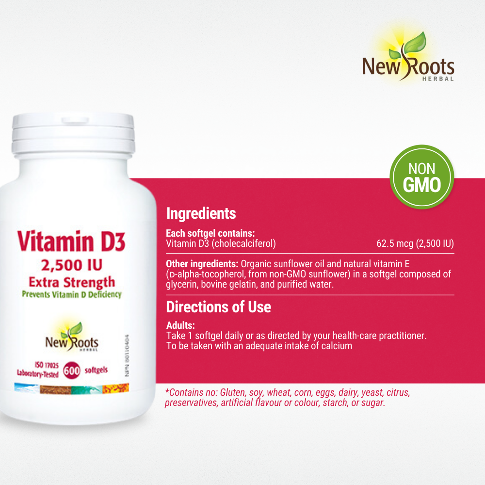 Vitamin D3 2,500 IU Extra Strength 600 Softgels