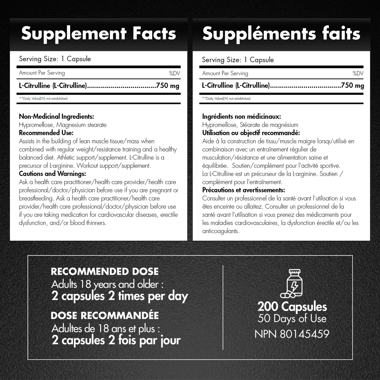 L-citrulline 750 mg 200 Capsules
