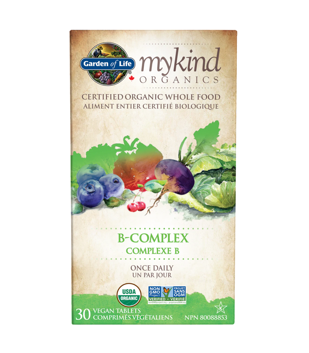 Organics Vitamin B-Complex Once Daily 30 Vegan Tablets