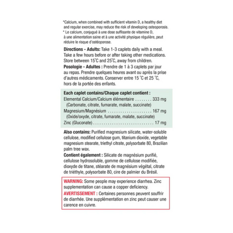 Calcium Magnesium + Zinc 100+100 Caplets